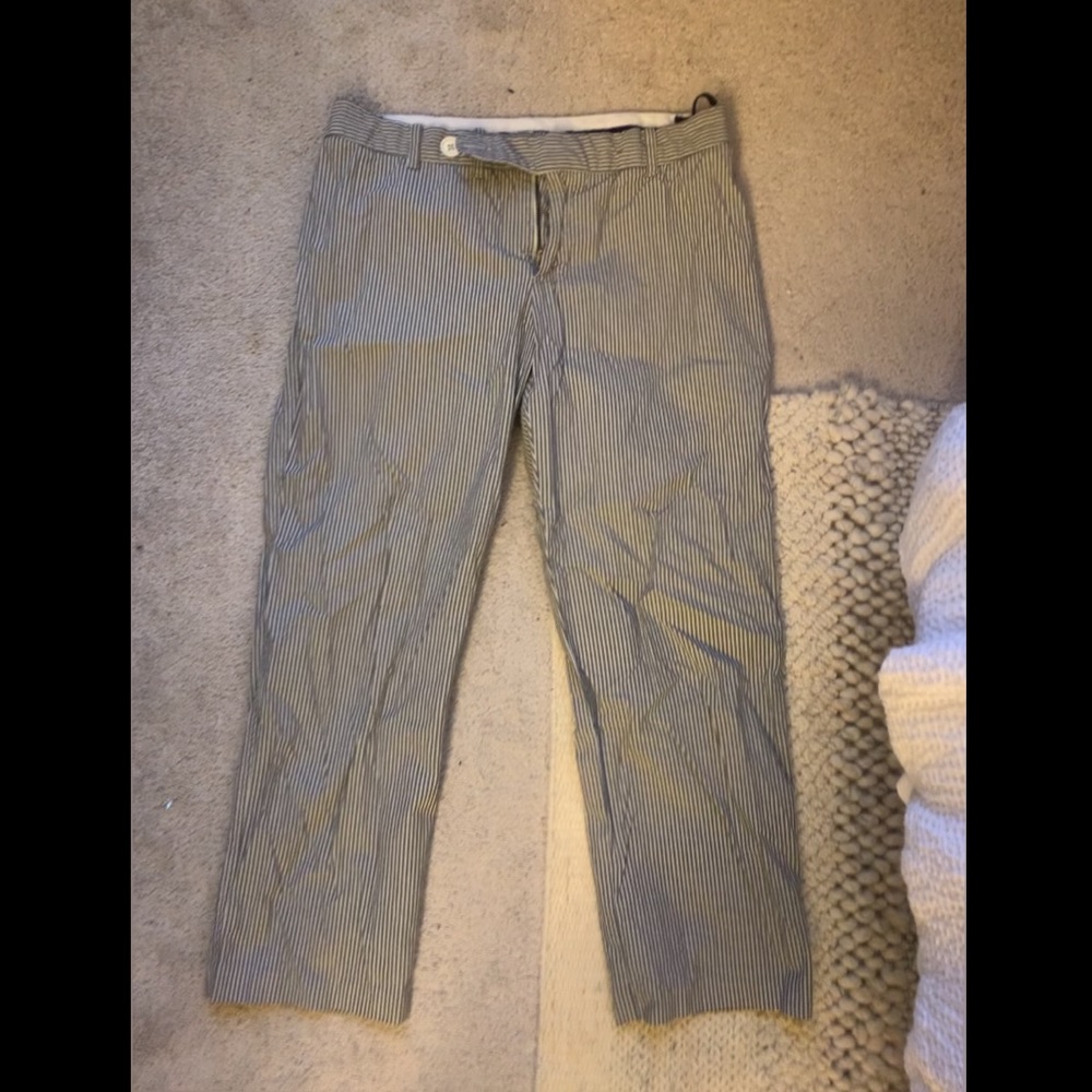 Grey and White Striped Pants